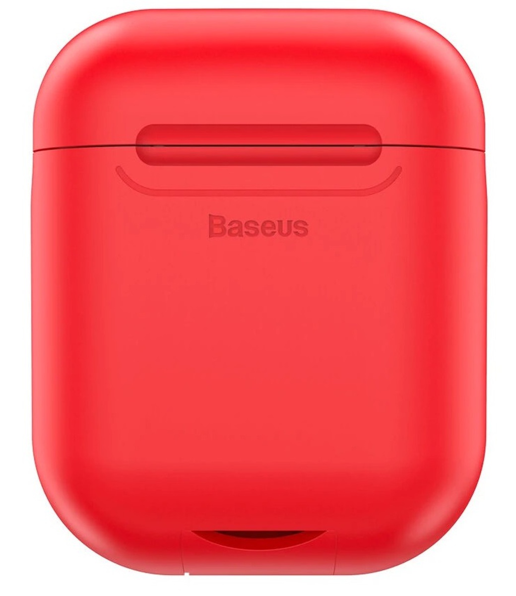 Защитный силиконовый чехол Baseus TWS Qi для Airpods, красный фото