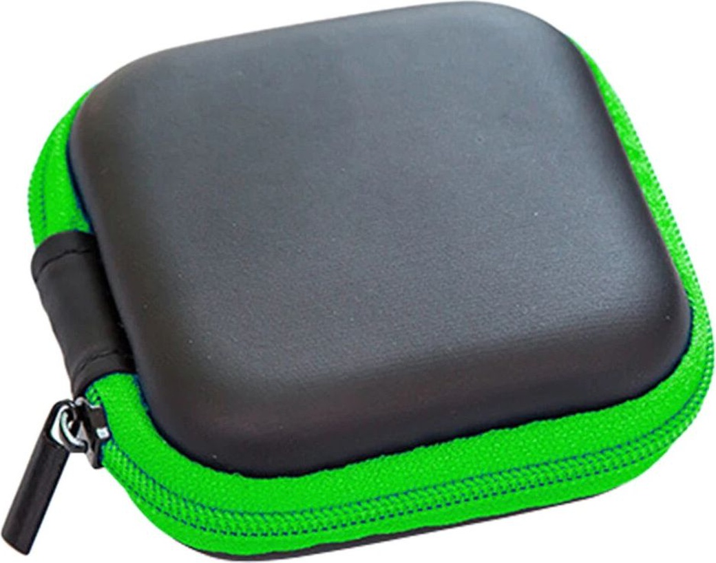 Универсальный чехол Mini Zipper PU для наушников, зеленый фото