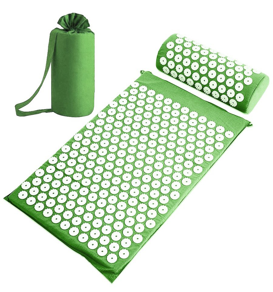 Набор: коврик и валик для акупунктуры CleverCare, цвет зеленый фото