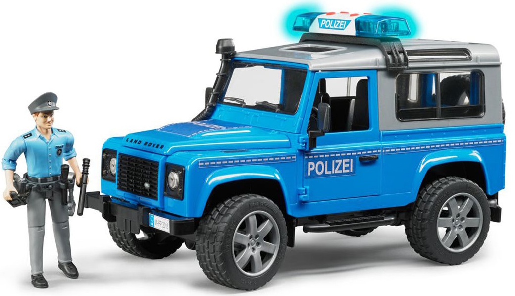 Bruder Внедорожник Land Rover Defender Station Wagon Полицейская с фигуркой 02-597 фото