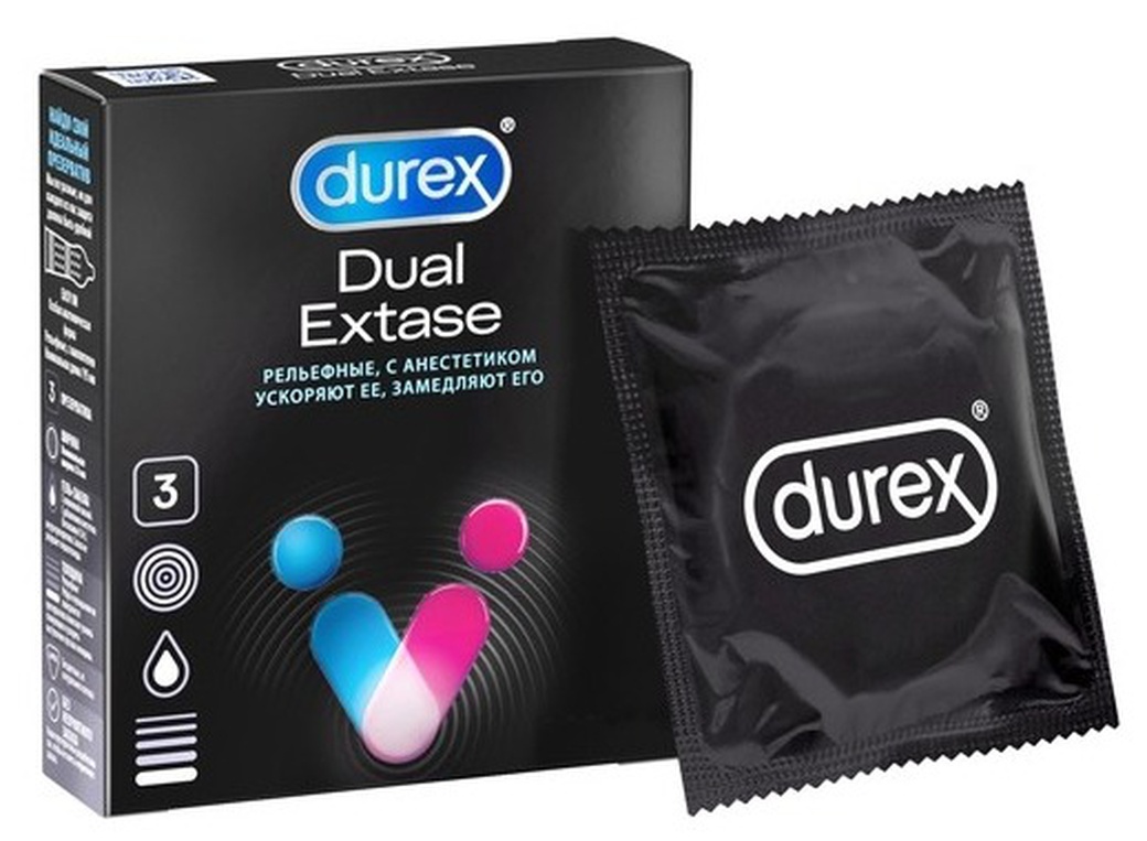 Презервативы Дюрекс Dual Extase (рельеф с анест) №3 фото