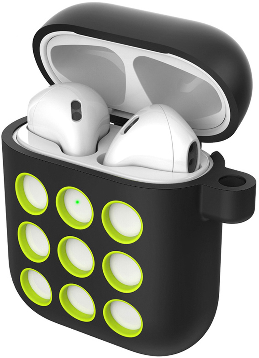 Силиконовый чехол Portable Liquid для Apple AirPods 1/2 Bluetooth, черно-зеленый фото