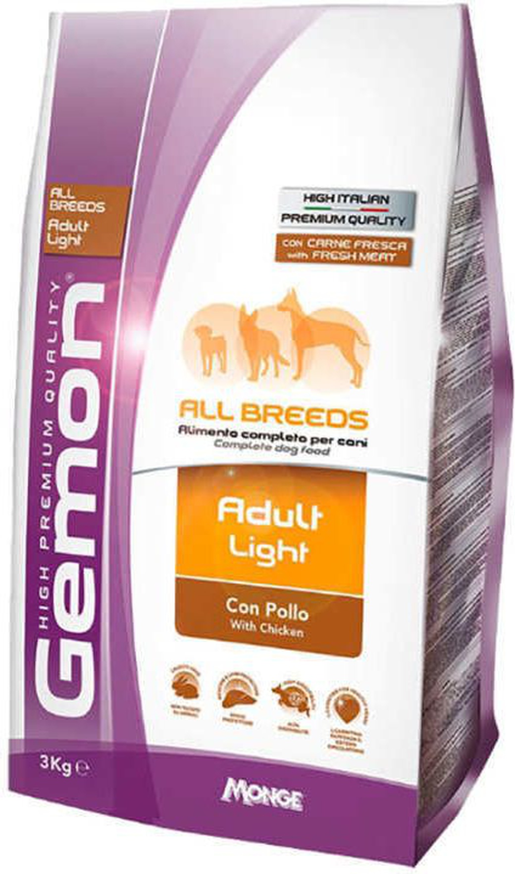 Gemon Dog Light низкокалорийный корм для взрослых собак всех пород 3 кг фото