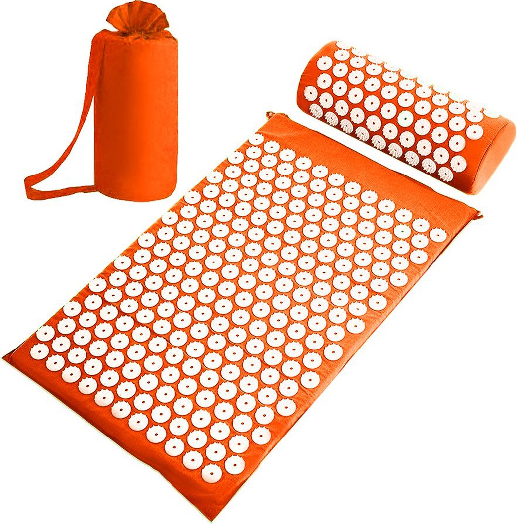Набор: коврик и валик для акупунктуры CleverCare, цвет оранжевый фото